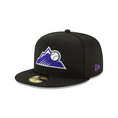 Black Colorado Rockies Hat - New Era MLB Clubhouse Collection 59FIFTY Fitted Caps USA9341258